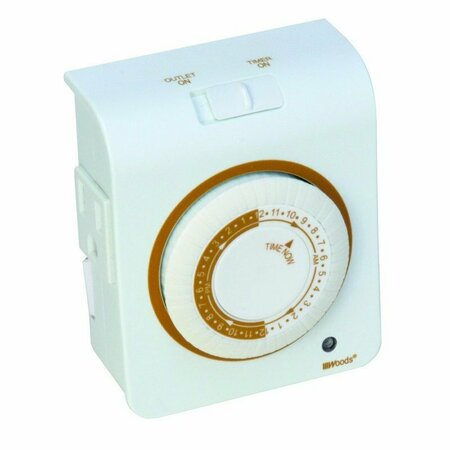 WOODS Indoor Mechanical Timer 125 V White 50021WD